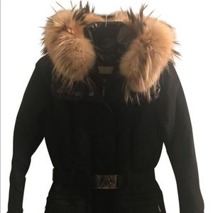 Moncler Down Coat with Fur Trim